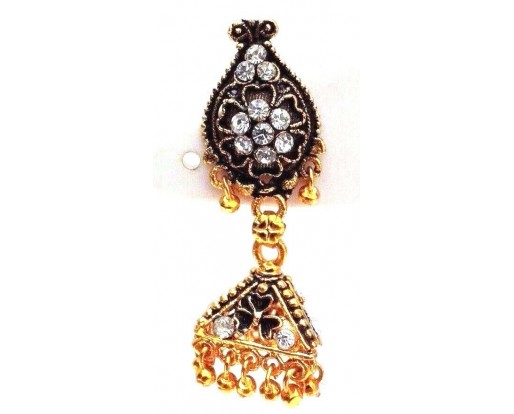 Golden Oxidized Women Earring Jhumka Jhumki Jewelry Drop PushBack Classy Gift 77
